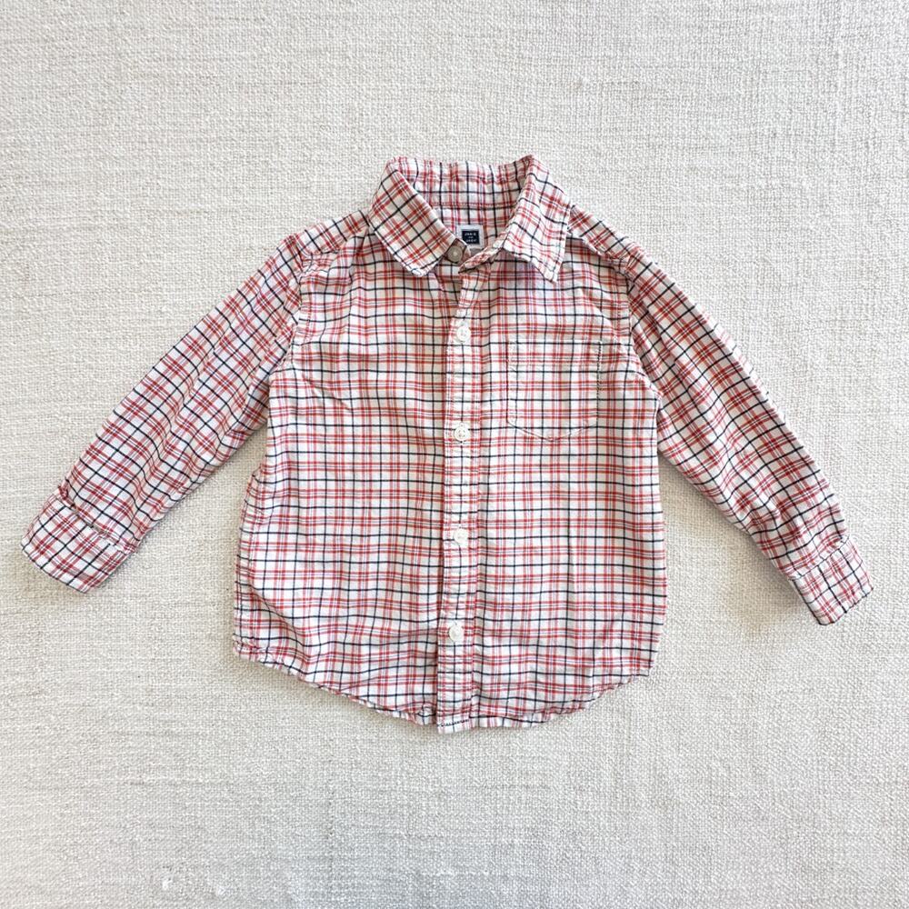 Janie & Jack Orange Plaid Shirt EUC 18-24mo